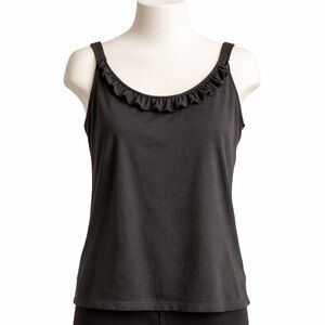 Elegant Gray Silk Ruffle Camisole Top